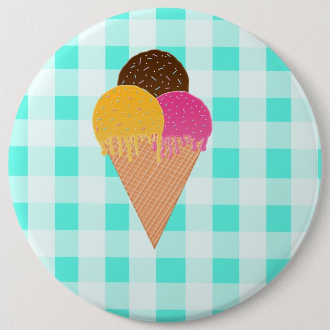 Colourful Ice Cream Illustration 6 Inch Round Button (Front)