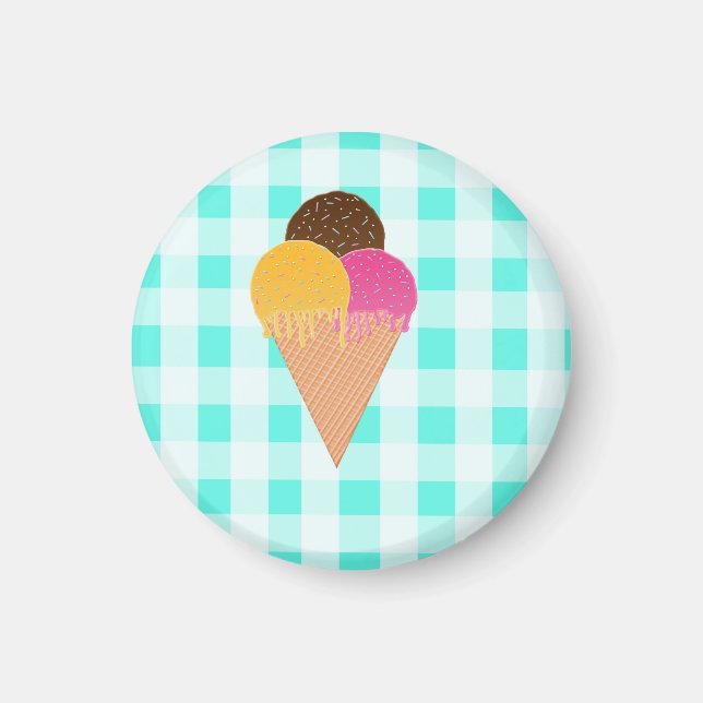 Colourful Ice Cream Illustration Magnet (Front)