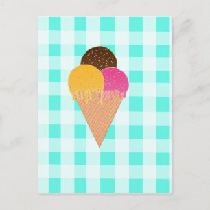 Colourful Ice Cream Illustration Postcard