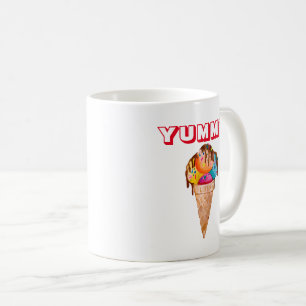 Colourful ice cream in a crispy cone coffee mug