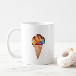 Colourful ice cream in a crispy cone coffee mug