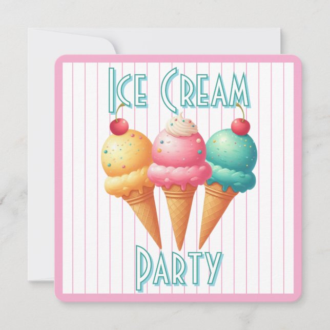 Colourful Ice cream Invitation (Front)