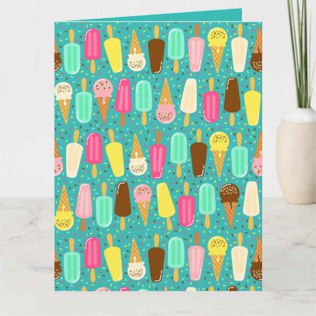 Colourful Ice Cream Pattern Dopamine Design  Card (Front)