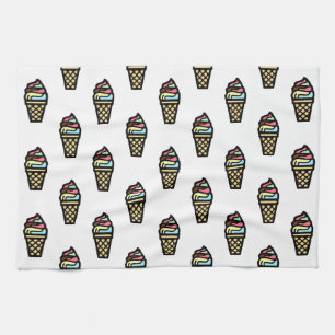 Colourful Ice Cream Pattern Kitchen Towel