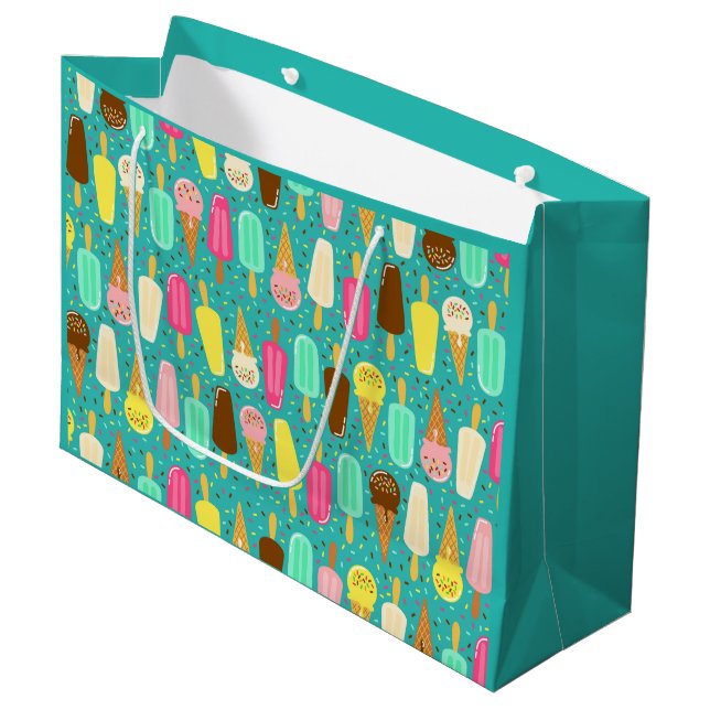 Colourful Ice Cream Pattern Large Gift Bag (Front Angled)