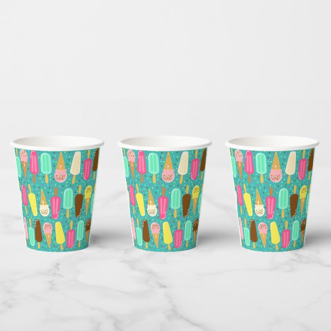 Colourful Ice Cream Pattern Summer  Paper Cups (Multi)