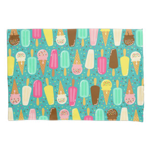 Colourful Ice Cream Pattern Summer Pillowcase