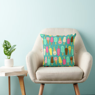 Colourful Ice Cream Pattern Summer Throw Pillow