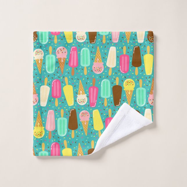 Colourful Ice Cream Pattern Summer  Wash Cloth (Wash Cloth)