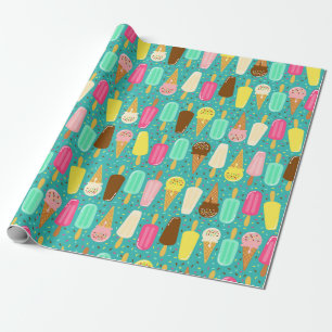 Colourful Ice Cream Pattern Summer Wrapping Paper