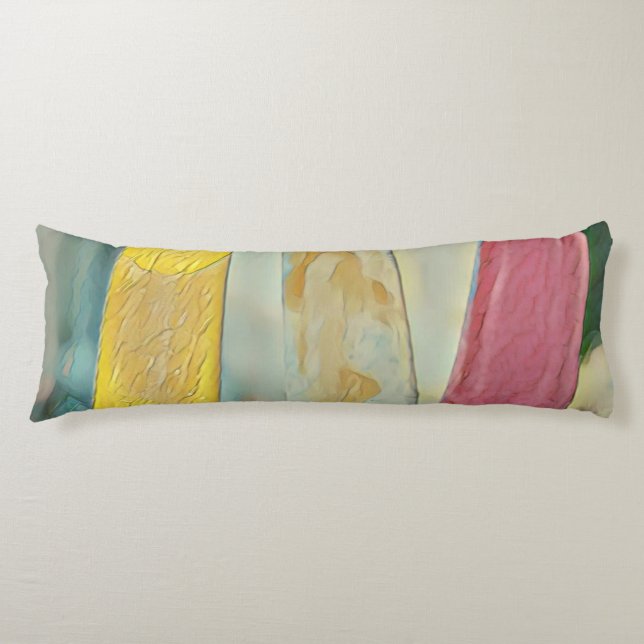 Colourful ice cream popsicles body pillow (Front)