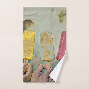 Colourful ice cream popsicles hand towel
