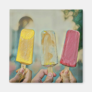 Colourful ice cream popsicles magnet