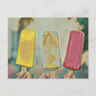 Colourful ice cream popsicles postcard