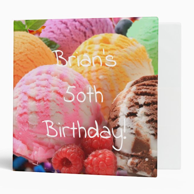colourful ice cream scoops birthday binder (Front/Inside)