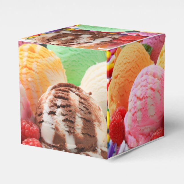 colourful ice cream scoops favor box (Front Side)
