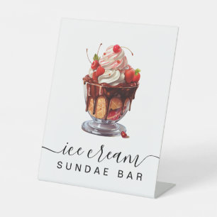 Colourful Ice Cream Sundae Bar Pedestal Sign