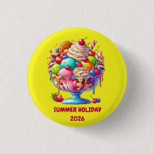 Colourful Ice Cream Sundae – Cute Dessert Illustra 1 Inch Round Button