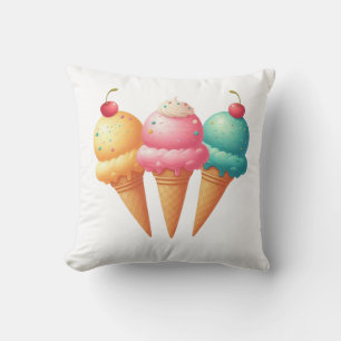Colourful Ice cream Throw Pillow