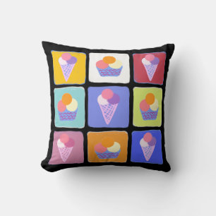 Colourful ice creams collage throw pillow