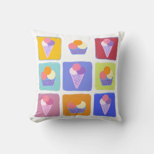 Colourful ice creams collage throw pillow