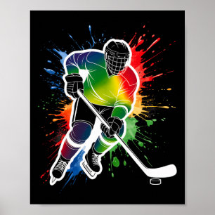 Colourful Ice Hockey Fan Player Tie Dye Colour Spl Poster