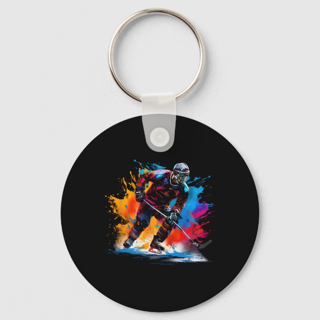 Colourful Ice Hockey  Keychain (Front)