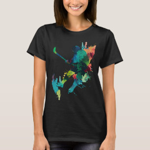 Colourful ice hockey player ice hockey stick ice h T-Shirt