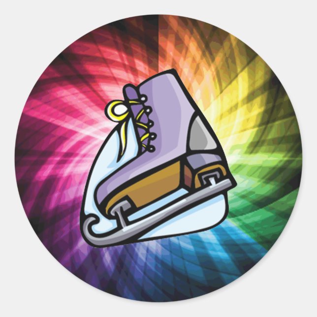 Colourful Ice Skate Classic Round Sticker (Front)