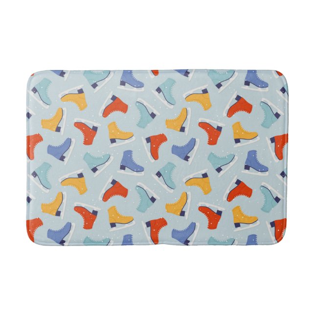 Colourful Ice Skate Winter Pattern Bath Mat (Front)