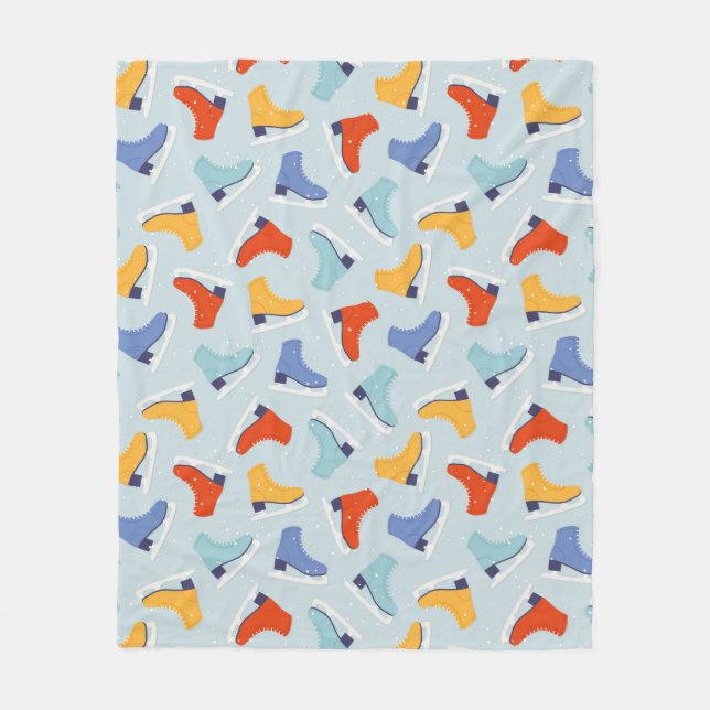 Colourful Ice Skate Winter Pattern Fleece Blanket (Front)