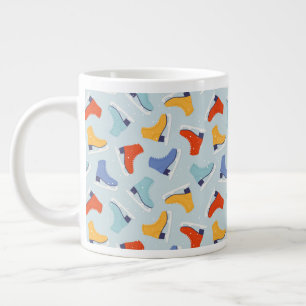 Colourful Ice Skate Winter Pattern Large Coffee Mug