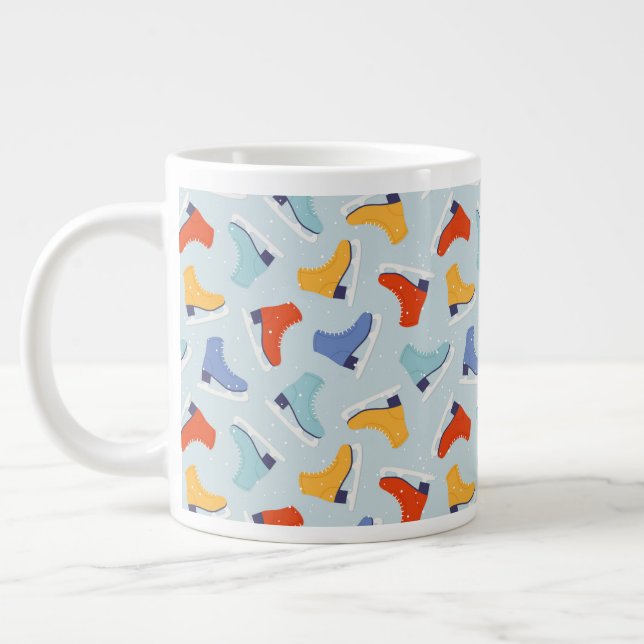 Colourful Ice Skate Winter Pattern Large Coffee Mug (Left)