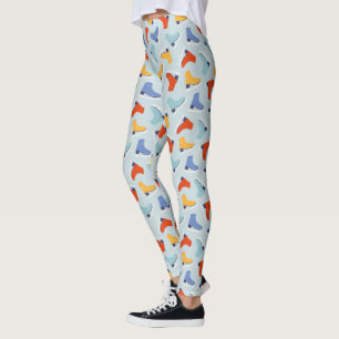Colourful Ice Skate Winter Pattern Leggings