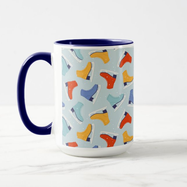 Colourful Ice Skate Winter Pattern Mug (Left)