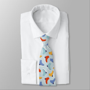 Colourful Ice Skate Winter Pattern Tie