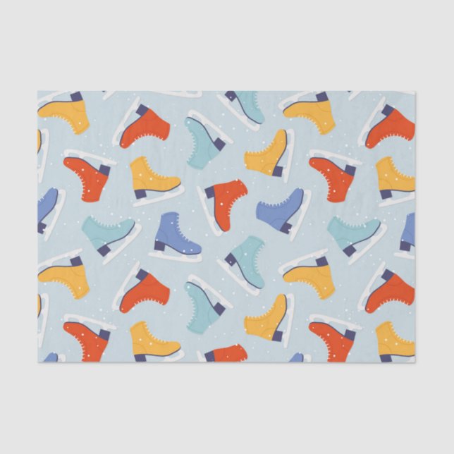 Colourful Ice Skate Winter Pattern Tissue Paper (Front)