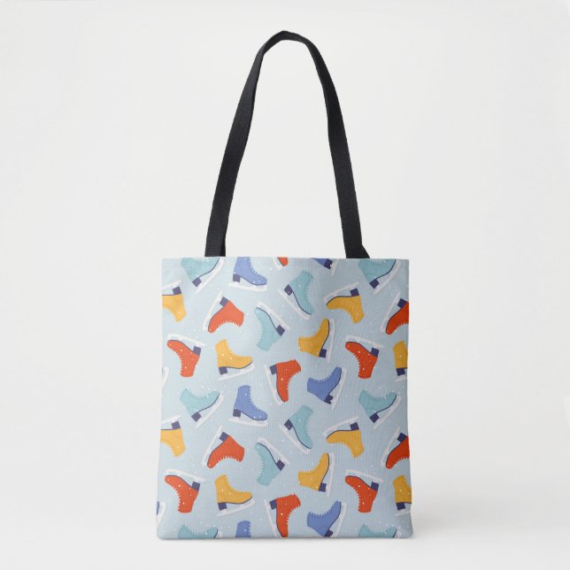 Colourful Ice Skate Winter Pattern Tote Bag (Front)