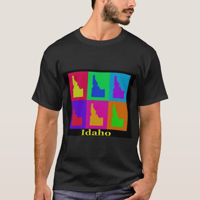 Colourful Idaho State Art Map T-Shirt (Front)