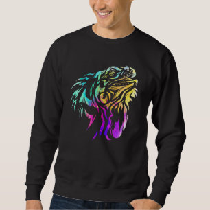Colourful Iguana Lizard Art Reptile Tropical Anima Sweatshirt