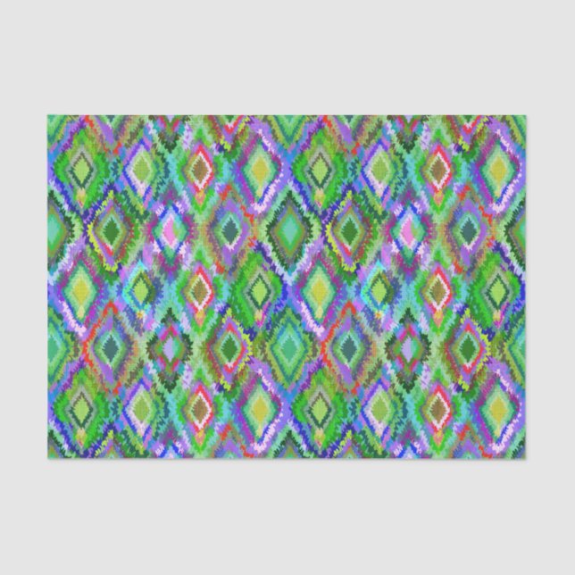 Colourful Ikat Tribal Geometric Pattern 2 Tissue Paper (Front)