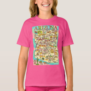 Colourful Illustrated Arizona Map T-Shirt