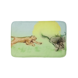 Colourful illustrated bath mat - Chase