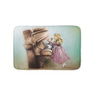 Colourful illustrated bath mat - Piano Girl