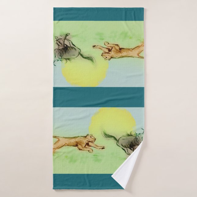 Colourful illustrated bath towl  - Chase Towel (Bath Towel)