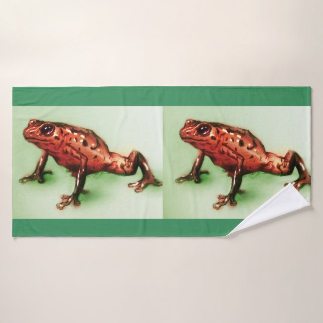 Colourful illustrated bath towl  - Frog Towel (Bath Towel)