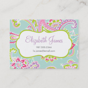Colourful Illustrated Bohemian Paisley Henna Business Card