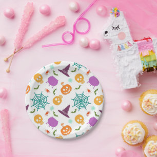 Colourful Illustrated Cute Pattern Halloween  Paper Plate