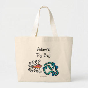 Colourful Illustrated Fish Friends Large Tote Bag