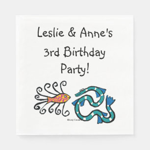 Colourful Illustrated Fish Friends Napkin
